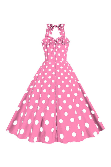 Pink Polka Dots Pin Up Vintage 1950s Dress
